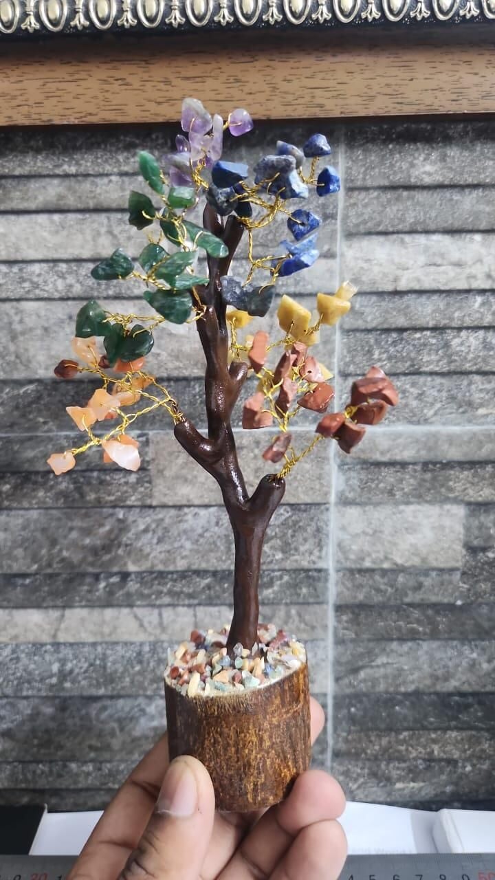 7 Chakra Natural Gemstone Crystal Tree 3da16c-75 