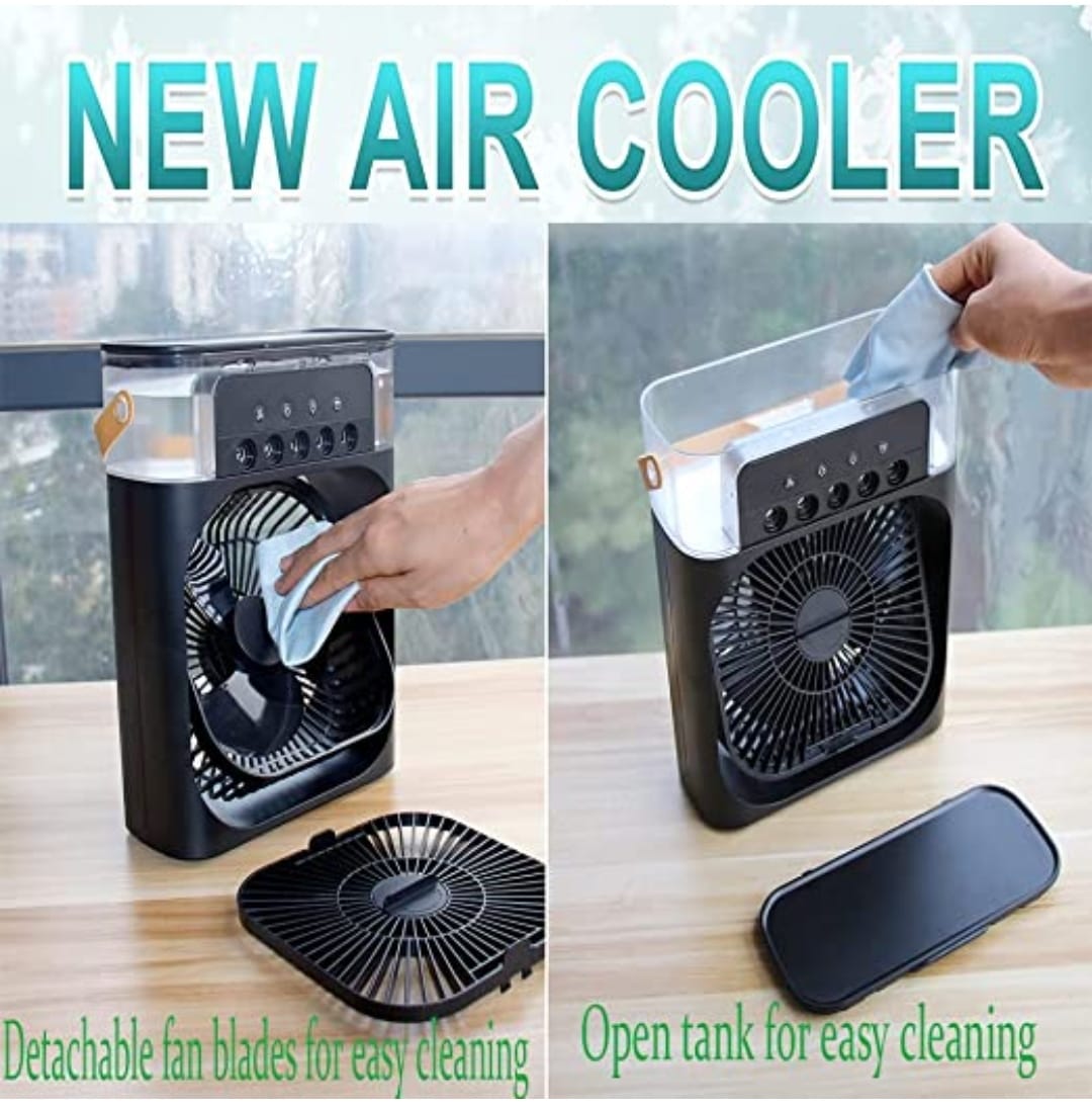 Portable Air Conditioner Cooler, Mini Evaporative Cooler with 7 Colors LED Light, 1/2/3 H Timer, 3 Wind Speeds and 3 Spray Modes