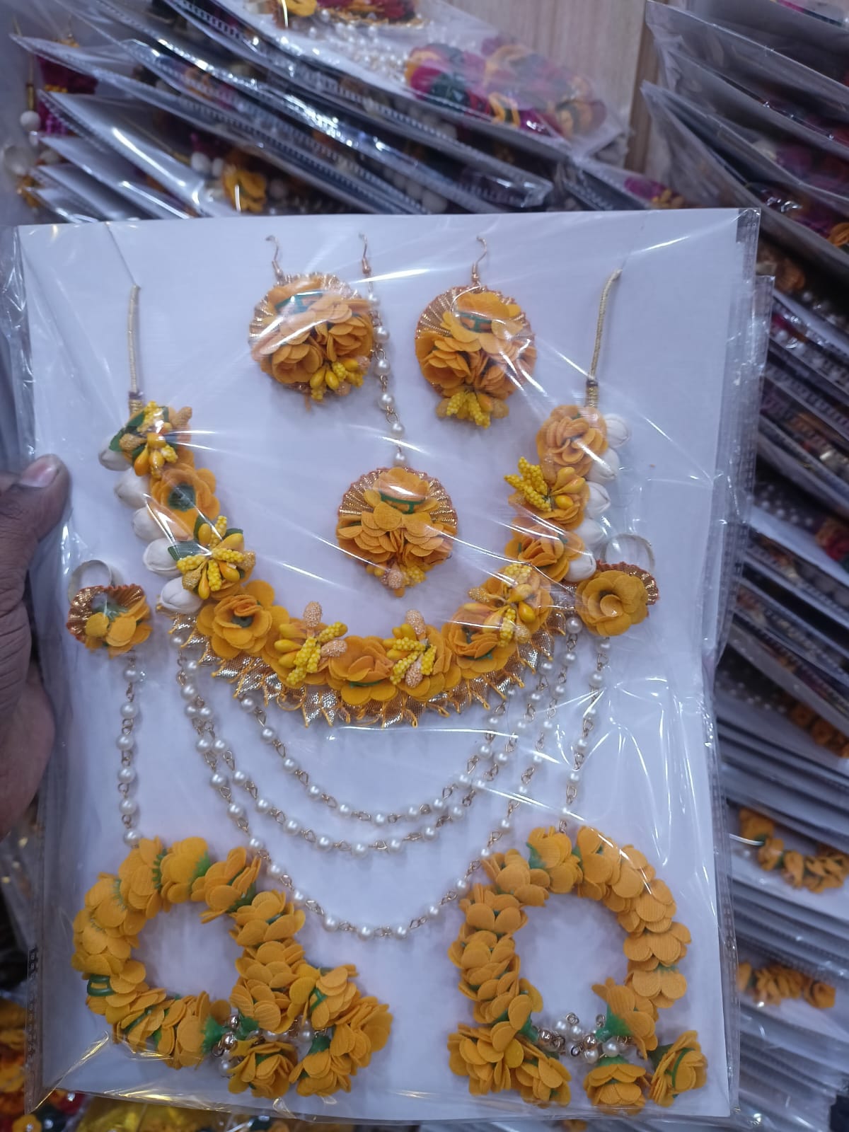 Flower Jewelery For Haldi In Yellow (ONLY OF WHOLESALE)