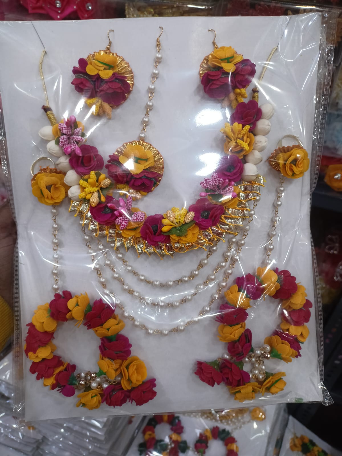 Artificial Flower Haldi Jewellery Set for Haldi (ONLY OF WHOLESALE)