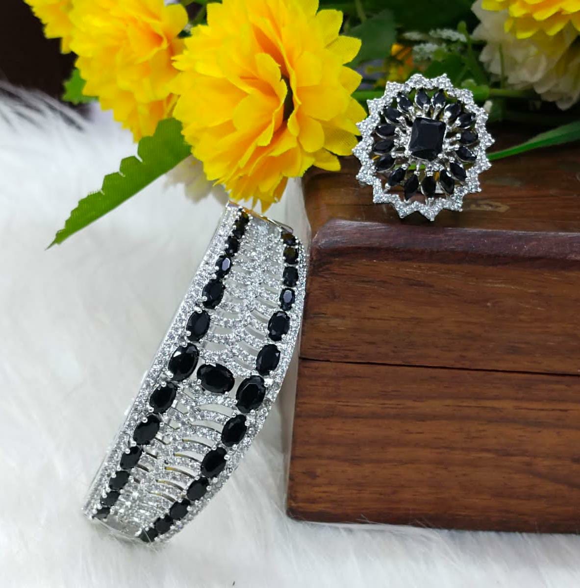 Real American Diamond Openable Bracelet Nd Big Size Ring (Only for Wholesale)