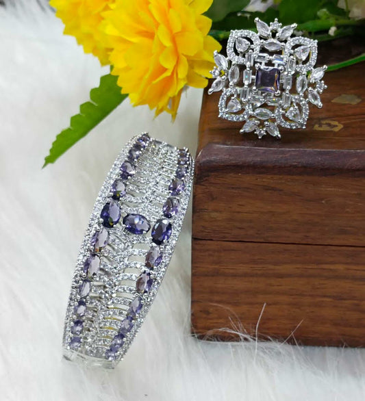 Real American Diamond Openable Bracelet Nd Big Size Ring (Only for Wholesale)