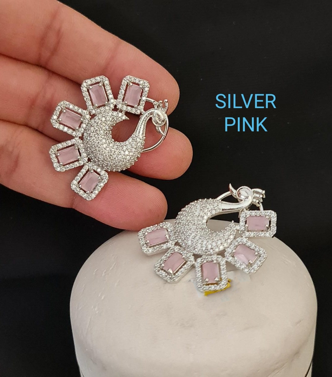 Real American Diamond Peacock 🦚 Big Size Earrings (Only for Wholesale)