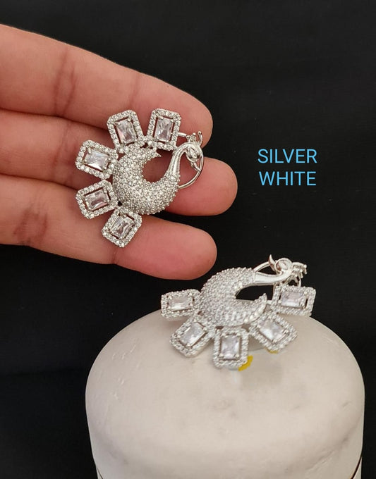 Real American Diamond Peacock 🦚 Big Size Earrings (Only for Wholesale)