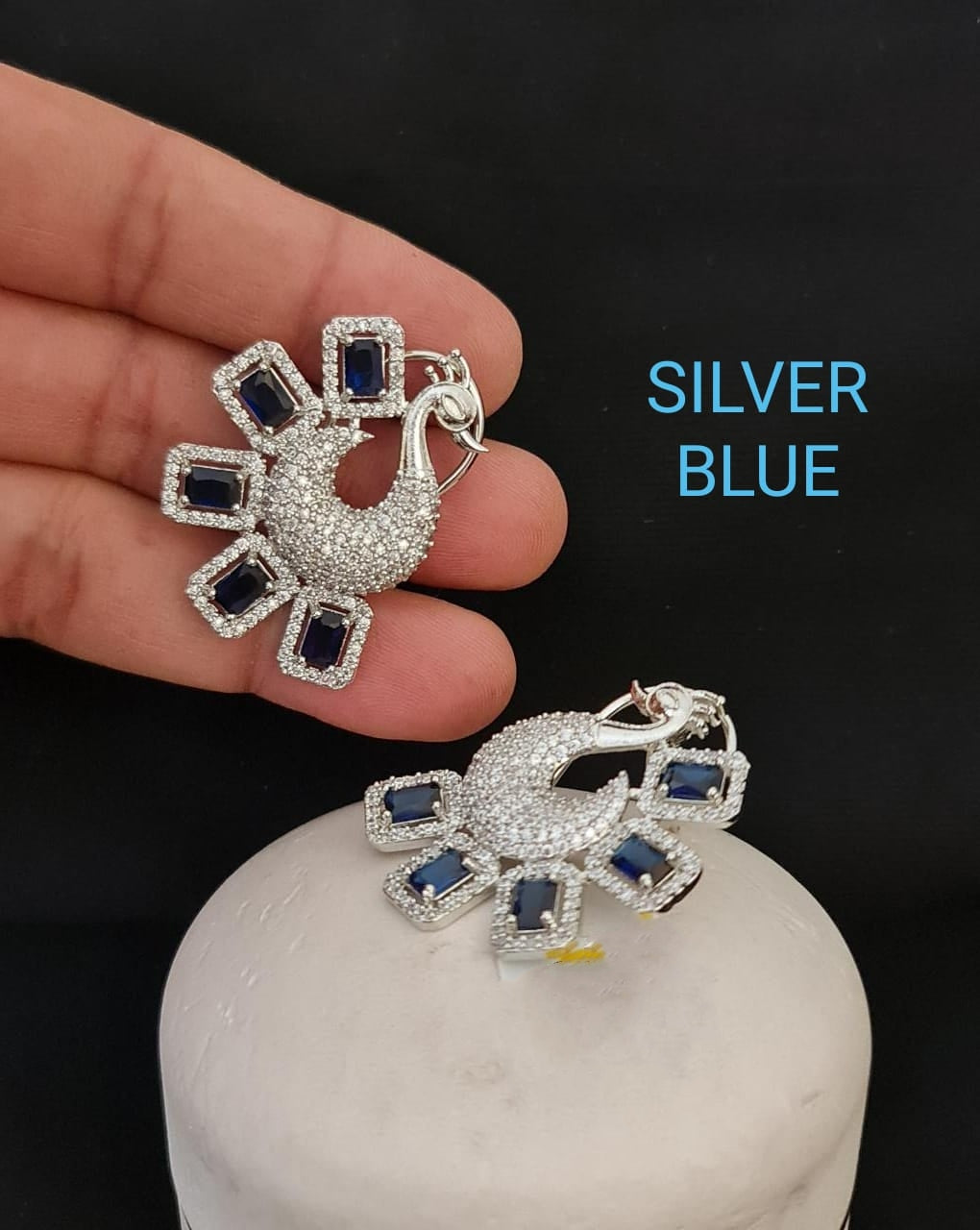 Real American Diamond Peacock 🦚 Big Size Earrings (Only for Wholesale)