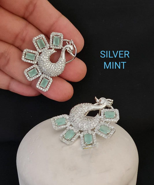 Real American Diamond Peacock 🦚 Big Size Earrings (Only for Wholesale)