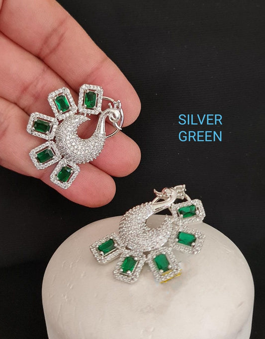 Real American Diamond Peacock 🦚 Big Size Earrings (Only for Wholesale)