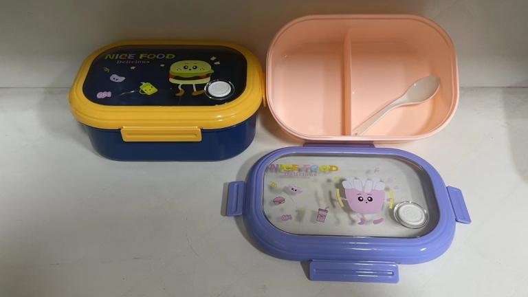 unch Box with Spoon Lid for Office, School